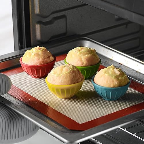 Miniatura 5 de CanDeak 8 tazas reutilizables de silicona para hornear, cuencos de tamaño pequeño, moldes para magdalenas, moldes para magdalenas, mini panes