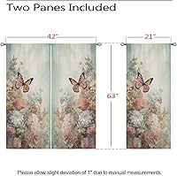 Vista 92 de Cortinas opacas de mariposa para decoración del hogar de niñas y niños, hermosas flores en acuarela, con ojales, aislamiento térmico, cortinas