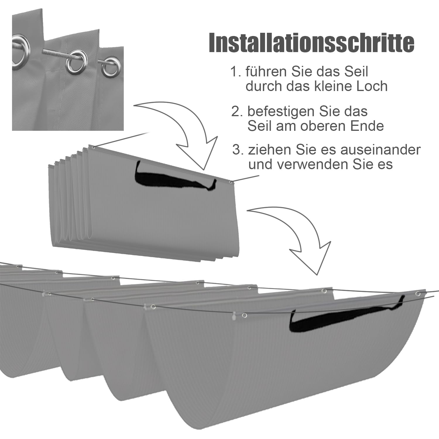 Toldo retráctil de onda, protección contra rayos UV, impermeable, para jardín, 2,5 x 3 m, color gris
