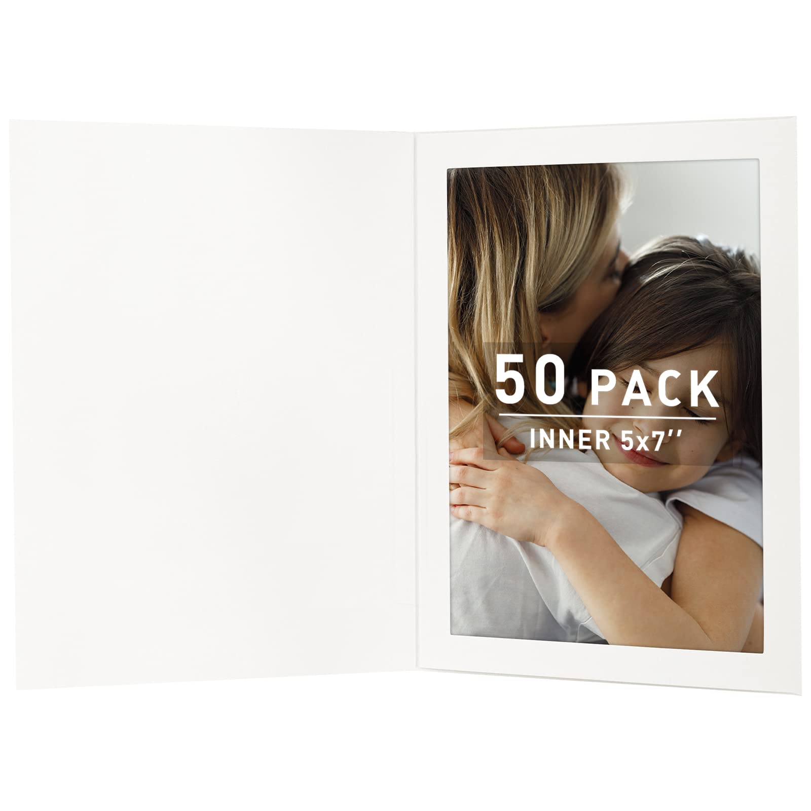 Golden State Art, Lot de 50 cadres photo en carton pour événements spéciaux : remise de diplôme, mariage, fête prénatale (blanc, pour photos de 12,7 x 17,8 cm, lot de 50)