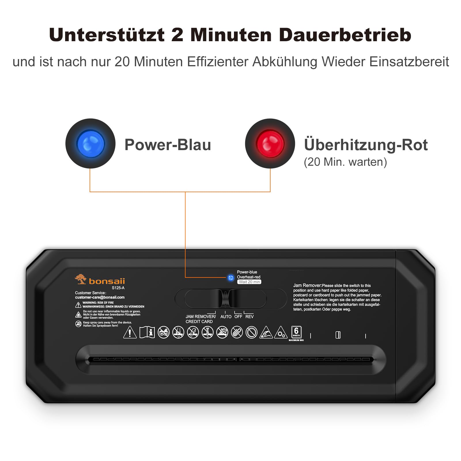 Bonsaii Aktenvernichter, 6-Blatt Streifenschnitt für Homeoffice, inklusive Kreditkartenvernichtung, P-2, Ausziehbarem Griff, geeignet für Abfallbehälter mit 31,5–39,5cm Durchmesser, S125-A