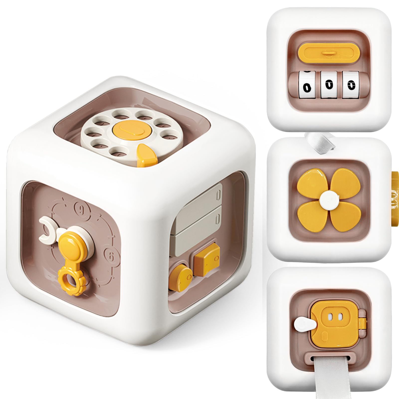 Montessori Busy Cube Toy for Toddlers 12+ Month, 6 in 1 Sensory Activity Cube for Kids Hands-on Ability Learning Skill, Best Birthday Gift for Boys and Girls 1+ Year Old