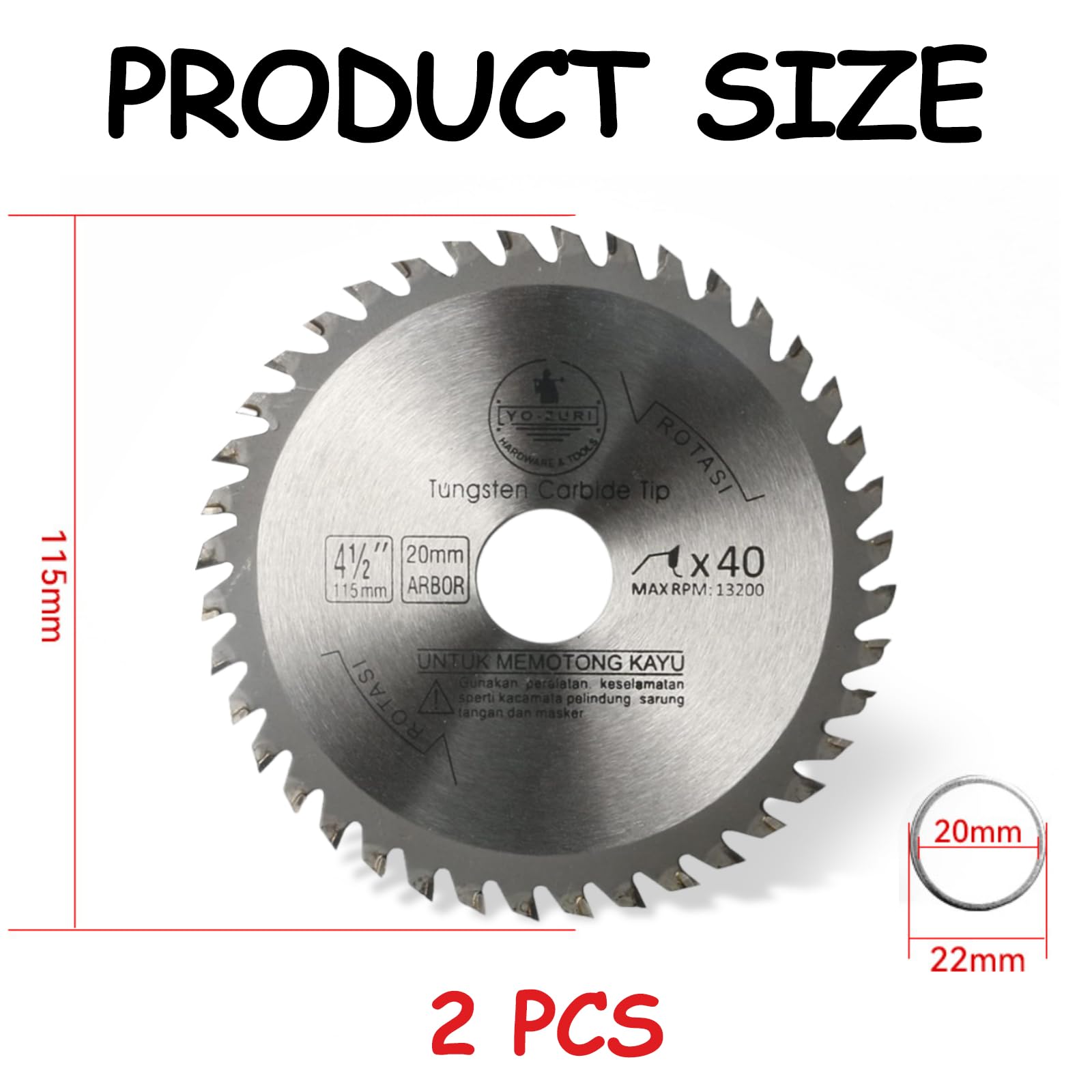 115 mm (20 mm Bore) Circular Saw Blade, Professional Carbide Saw Blade, 4.5 inch Wood Cutting Disc for Angle Grinder - Image 2