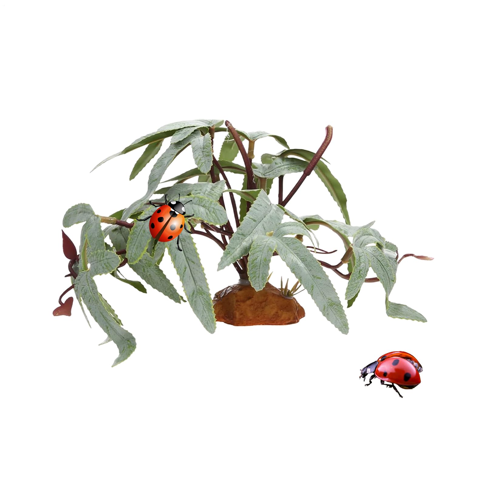 Reptile Plants for Terrarium - 16 x 16 x 12.5 cm Realistic Aquatic Vegetable Decoration Artificial Leaves for Snakes Lizard Turtle Betta Gecko Chameleon Crab