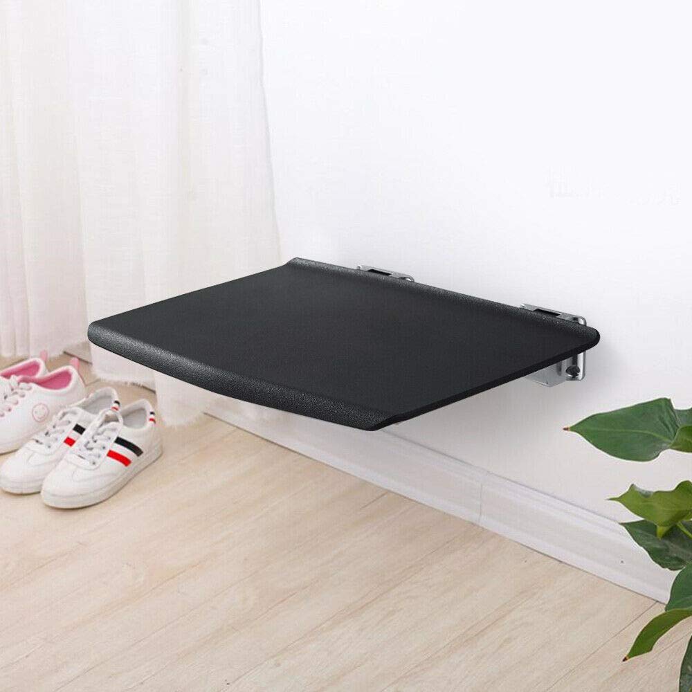 Asiento de ducha plegable montado en la pared, silla de ducha negra, asiento de ducha plegable para colgar en la pared, silla plegable más gruesa y antideslizante