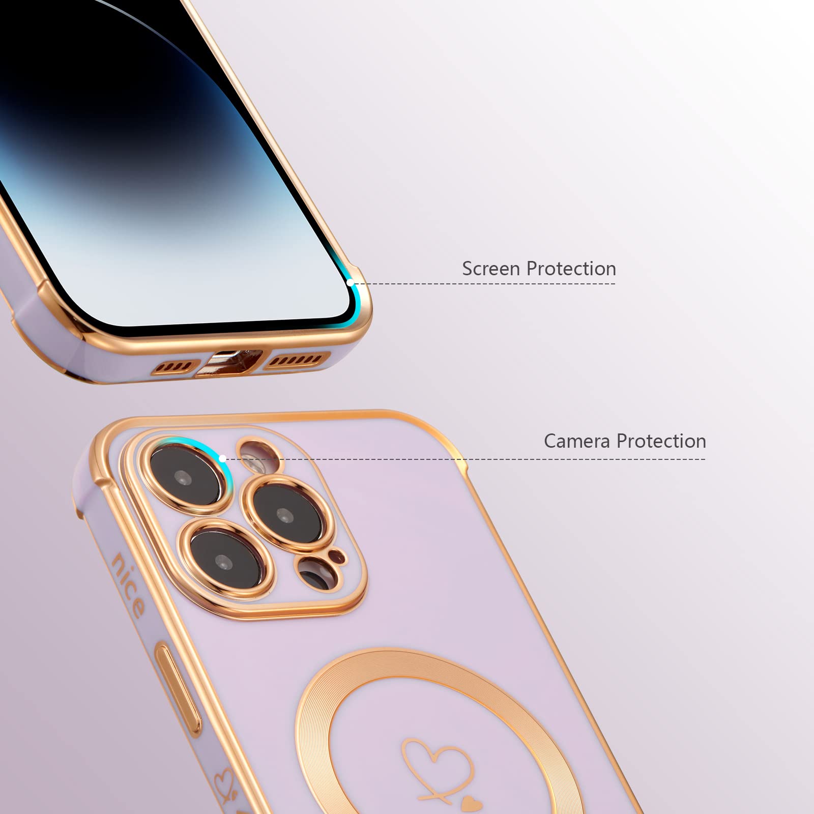 ZTOFERA iPhone 14 Pro Max 韓国 可愛い ハート : ZTOFERA iPhone 14 Pro Max 用 ケース MagSafe対応 マグネット搭載 ケース 韓国 可愛い  ハート おしゃれ 人気 スマホケース 軽量 女性 柔らかい TPU カバー 落下防止 耐衝撃 マグセーフ対応 ワイアレス充電対応 磁気ケース