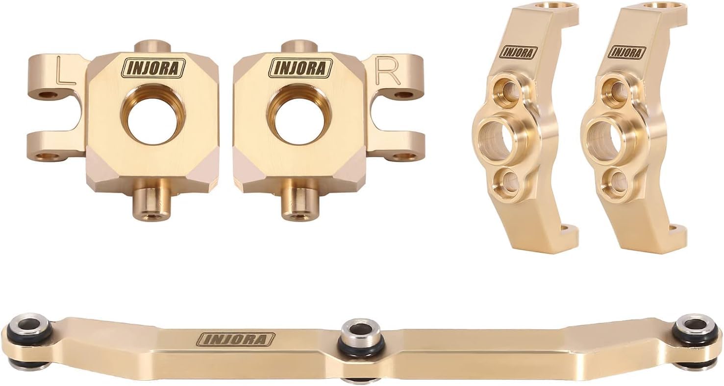INJORA Laiton Caster Bloque Les Hubs C, Blocs de Direction Knuckle et Kit de Liaison de Direction pour TRX4M 1/18 RC Crawler Upgrade Parts,Laiton