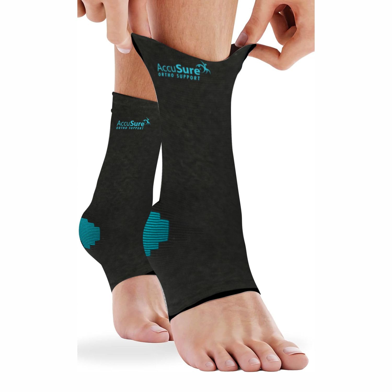 AccuSure Ankle Support |Ankle Brace for Plantar Fasciitis, Arch Support, Foot & Ankle Swelling, Achilles Tendon, Heel Pain, Injury Recovery | Black-Green |Extra Large
