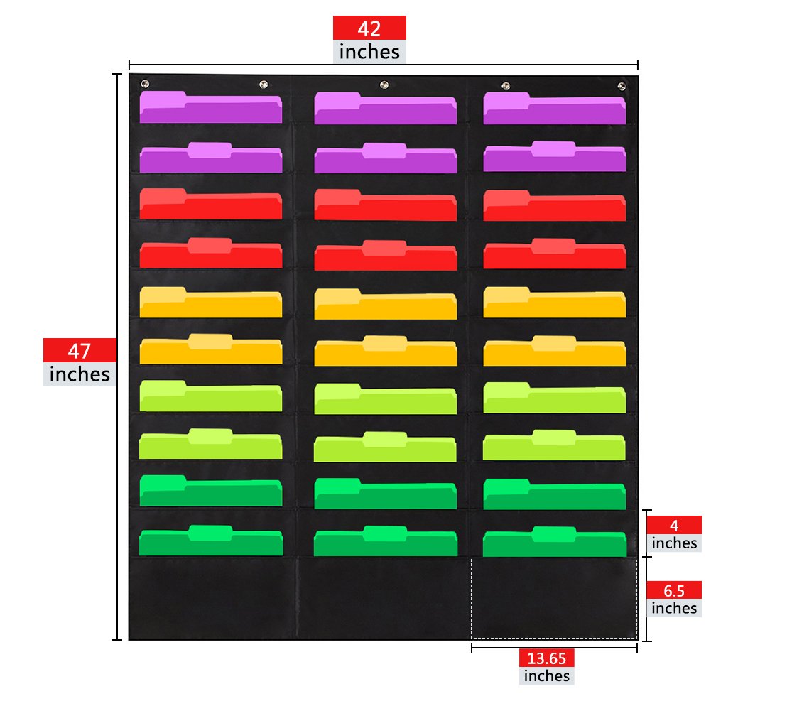 Buy 30 Pocket Storage Pocket Chart Hanging Wall File Organizer w/Label
