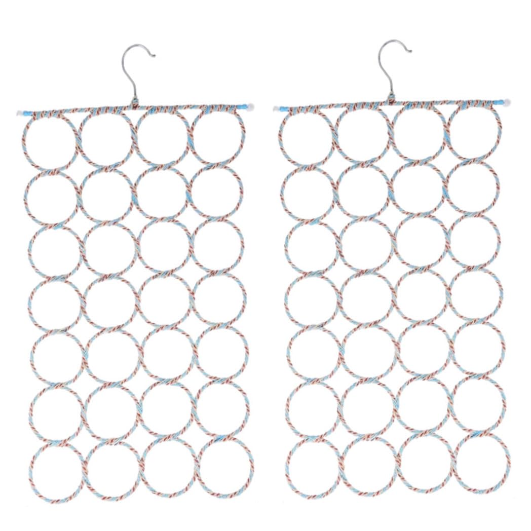 Xoeryoy Scarf Hanger 28 Ring Foldable Multifunctional Belt Organizer Holder Tie Storage Racks for Closet 2PCS