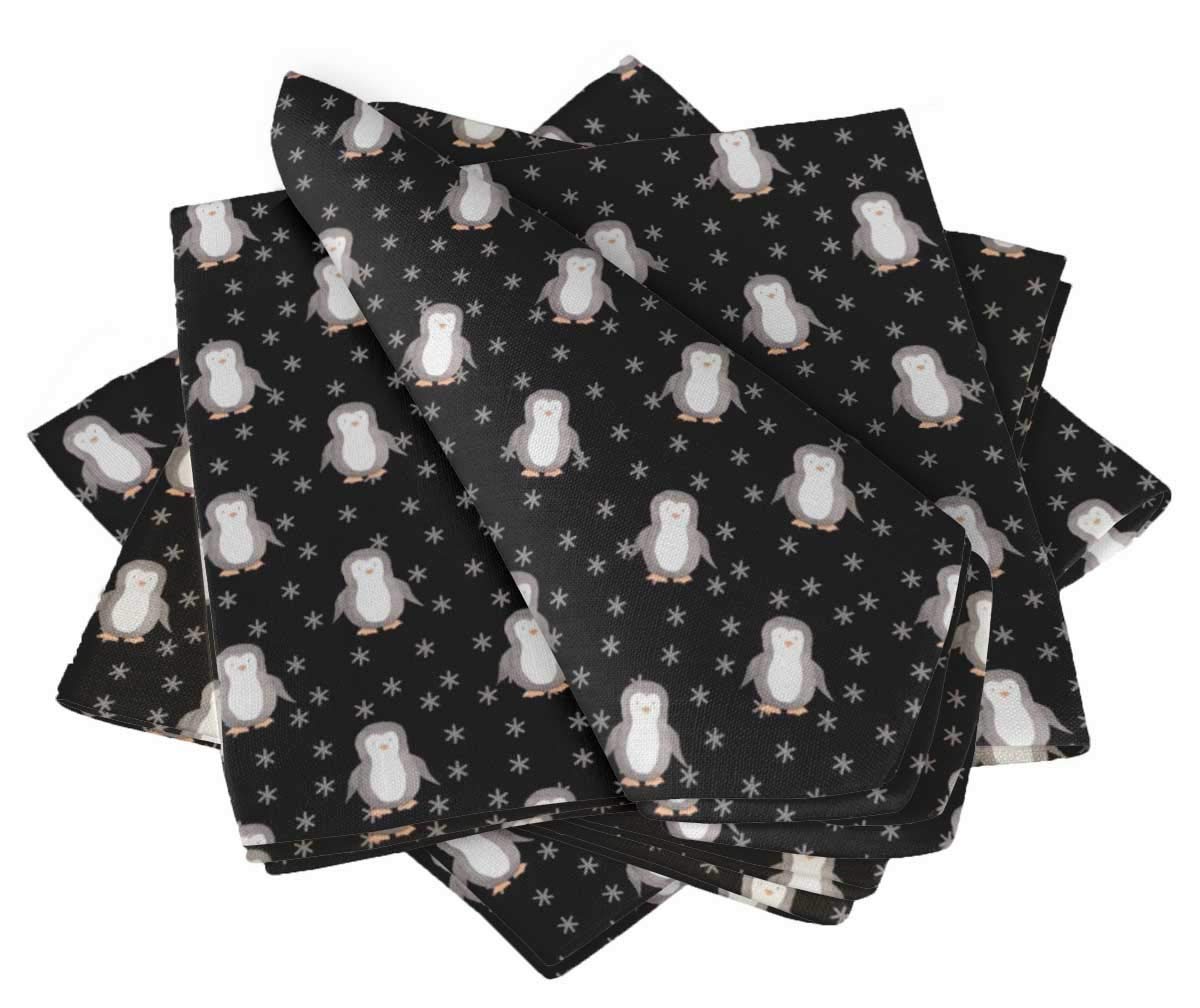 Serviette coton pingouin noir S4Sassy linge table lavable 20x20
