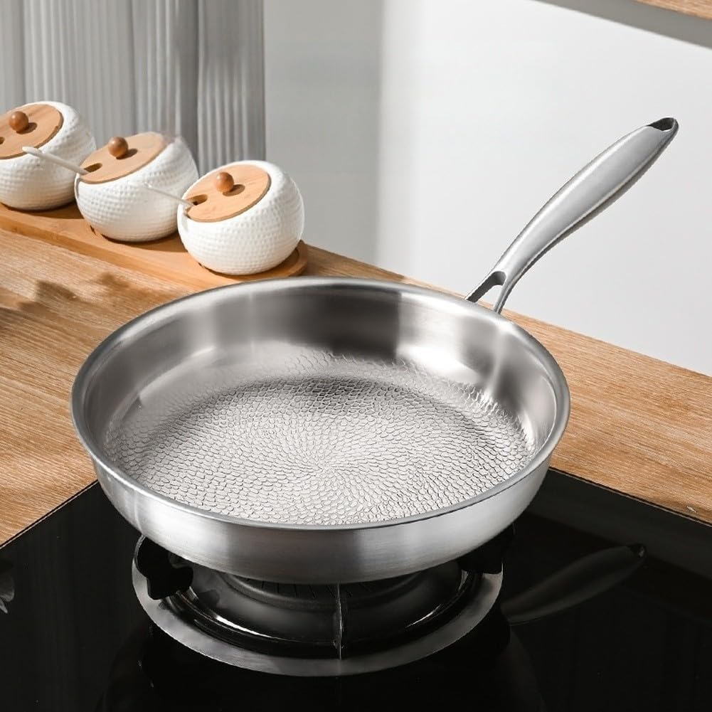 Sartén de para titanio Martilleado con Tapa Antiadherente para Inducción y Gas, Cocción Saludable sin Recubrimientos, Ligera y Duradera, 24 cm 1000 ML(22cm with Lid)
