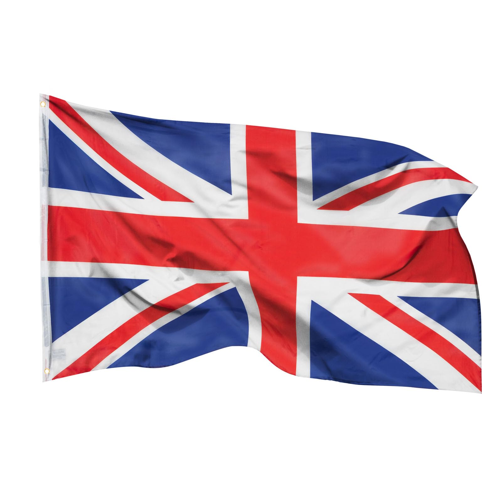 PHENO FLAGS Union Jack - Union flag 3x5ft with brass eyelets - weatherproof national flag for flagpole - 100% polyester - 90x150cm