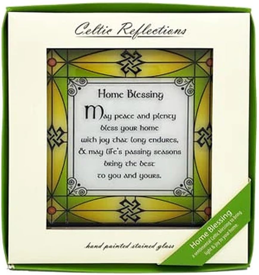 Traditional Irish Blessing Stained Glass (6.29" x 6.29") Handcrafted Celtic Home Decor Housewarming Gift
