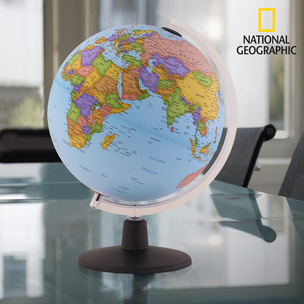 Tecnodidattica, Globo Terráqueo NATGEO Beginners 30, Cartografía Política oficial National Geographic Beginners, Giratorio, Texto en Español, Diámetro de 30 cm