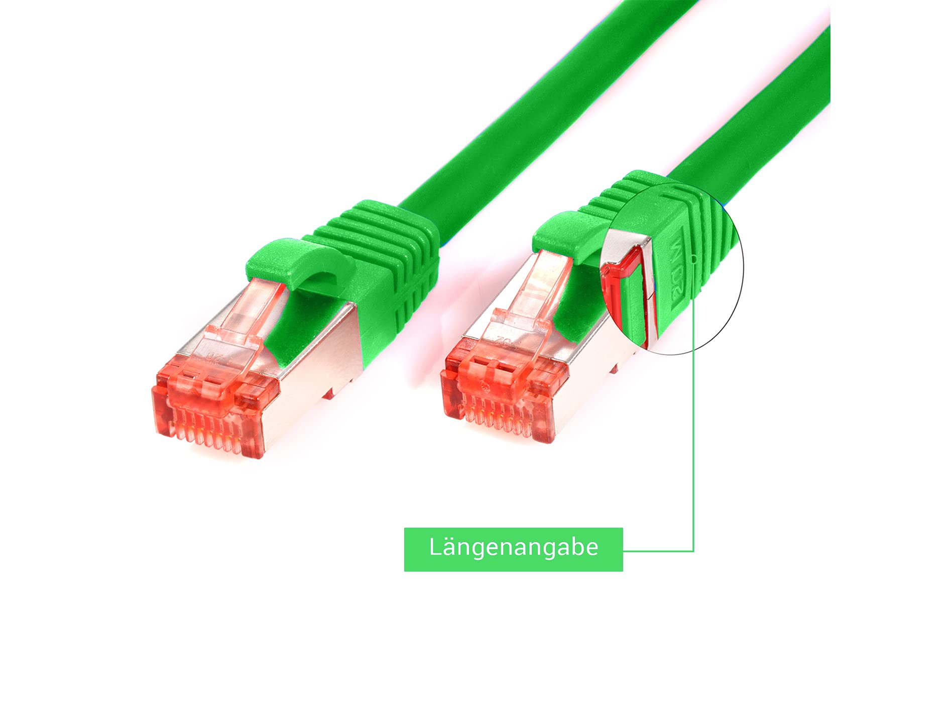 Cat.6, Set cavo Ethernet, cavo Ethernet CAT6, cavo patch Cat.6, cavo LAN Cat.6, cavo di rete Cat.6, cavo di rete ethernet gigabit con protezione antipiega; cavo patch schermato, cavo internet Verde / 10 pz 7,50 m
