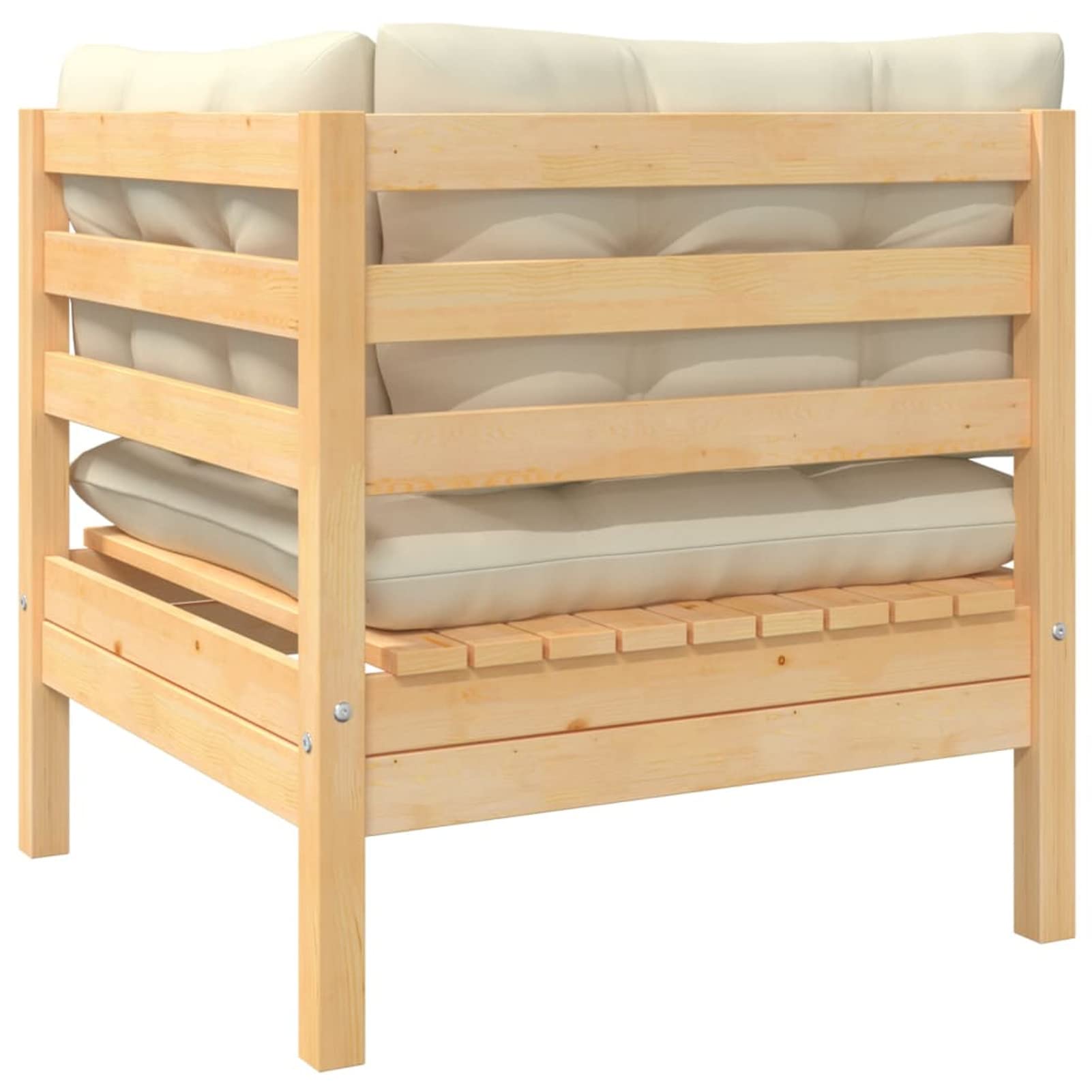 Homgoday Sofá de jardín de 2 plazas Madera Maciza Pino con Cojines cremasofa Exterior palets Madera Sofa palets Exterior Marrón y cremaSofá de Esquina (2 Unidades)