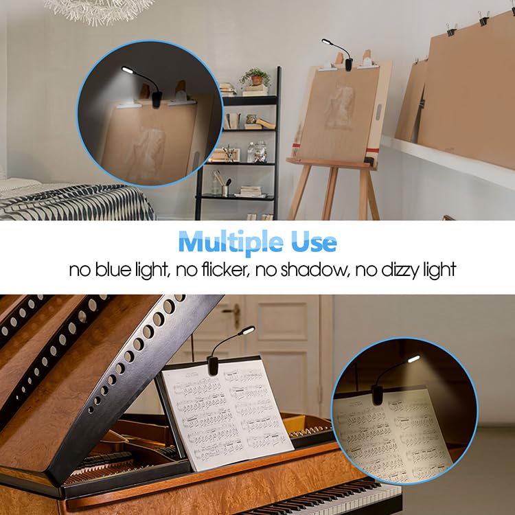 Miniatura 2 de Luz de lectura, 14 LED, 5 Colores de luz, Atenuacion de 4 niveles, Sin Luz Azul, Pinza, 360 Brazo Flexible, Recargable con USB, hasta 150 horas de uso, Facil de Transportar, Ligero. (Vertical)