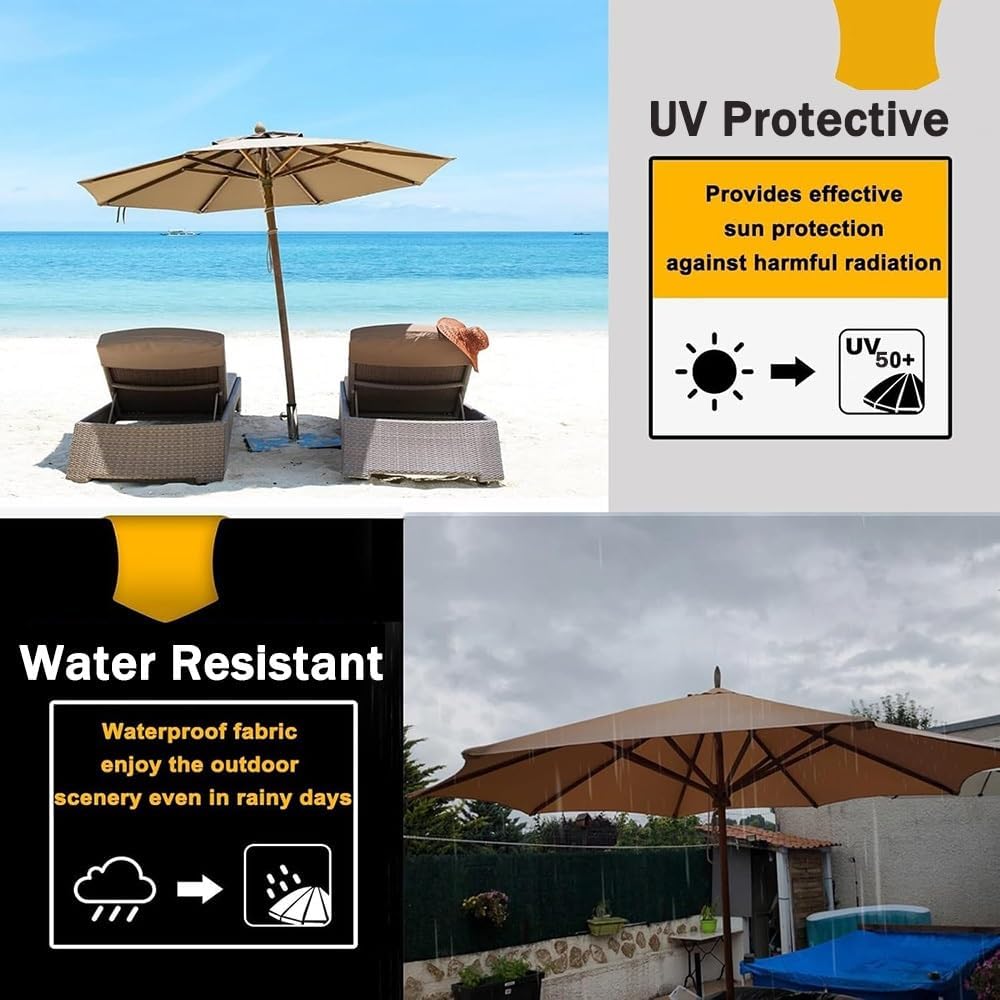 8' 9' 10' Patio Umbrella Replacement Canopy For 6/8 Ribs, Market Yard Table Umbrella Replacement Top Cover, Round Replacement Parasol Canopy Cover, UV Protective Cloth For Garden Umbrella(Purple,8ribs