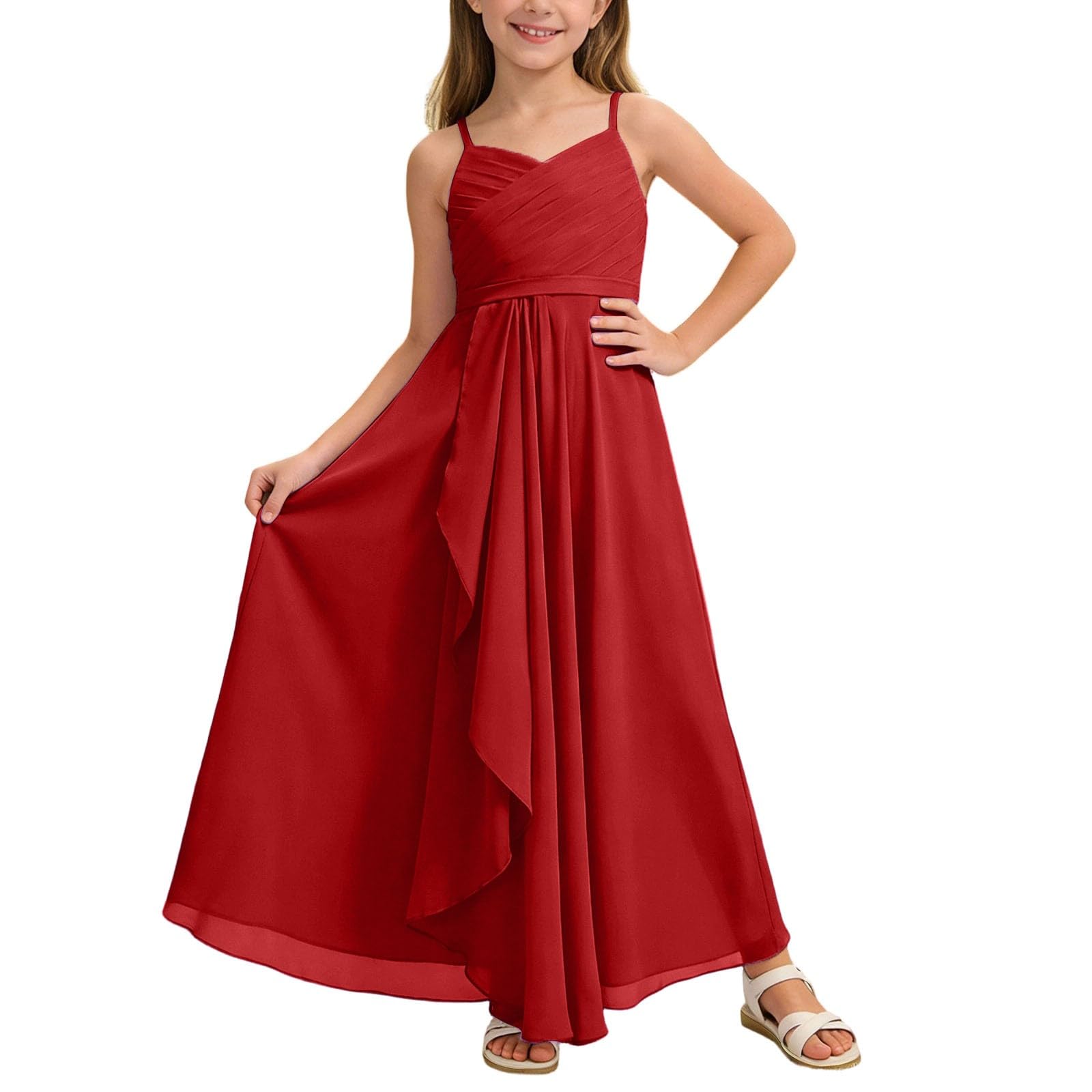 Vestiti Bambina Elegante,Abito da Sera Ragazza,Lungo in Chiffon Svolazzante Ragazze Damigella d'Onore Junior Sposa Cerimonia