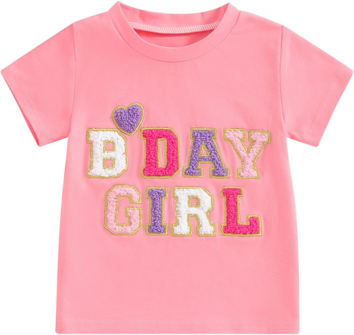 FIOMVAToddler Baby Girl Birthday Shirt One Two Three Four Five Short Sleeve Embroidery Tee Shirt Birthday Outfits Clothes