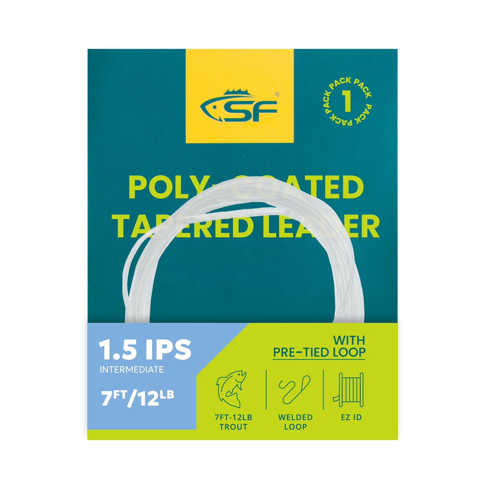 SF Fly Fishing Polyleader Monofilament Core Leader Line Fly Line for 7' Trout and 10' Salmon Poly Leader 7FT/10FT Float Hover Intermediate 3/5/7IPS