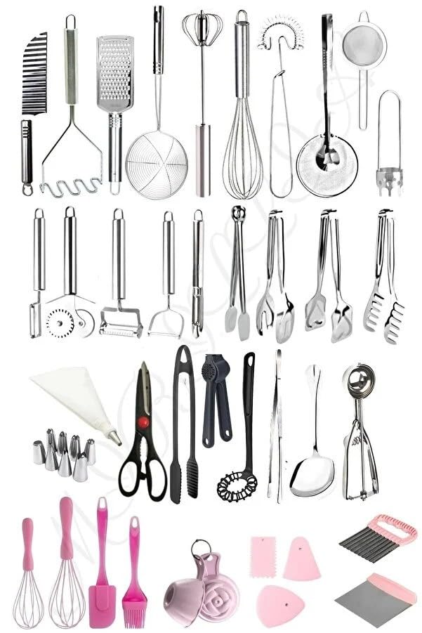 kitchen utensils set of 38 pcs, Food-Safe Stainless-Steel, for Newlyweds & Cooking Enthusiasts, Cooking Utensils Set, Spatula, Kitchen Gadgets, Cookware Set, Kitchen Tools Set, HF-TK-FP-G-001