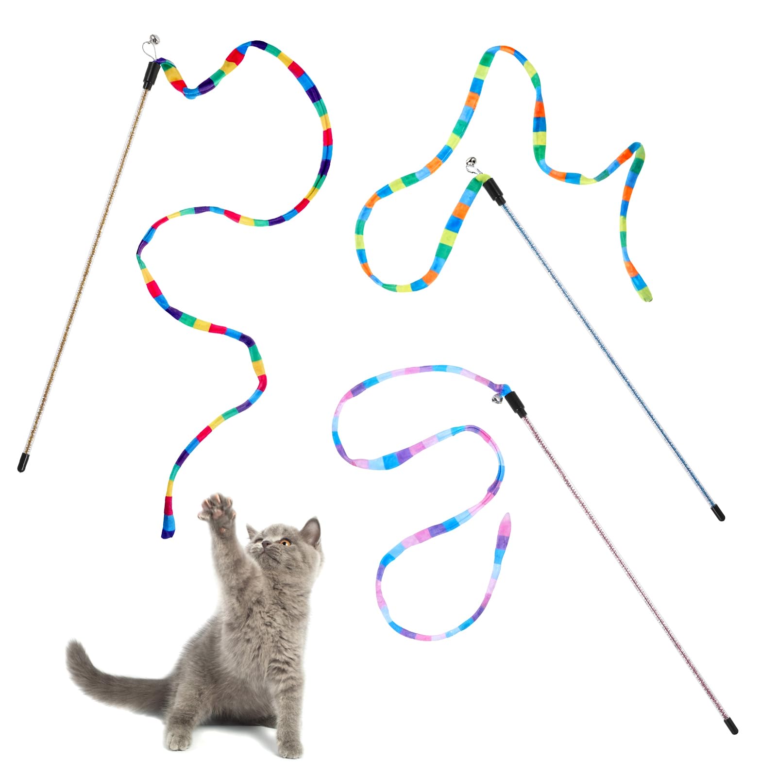 3 PCS Interactive Cat Rainbow Wand Toys