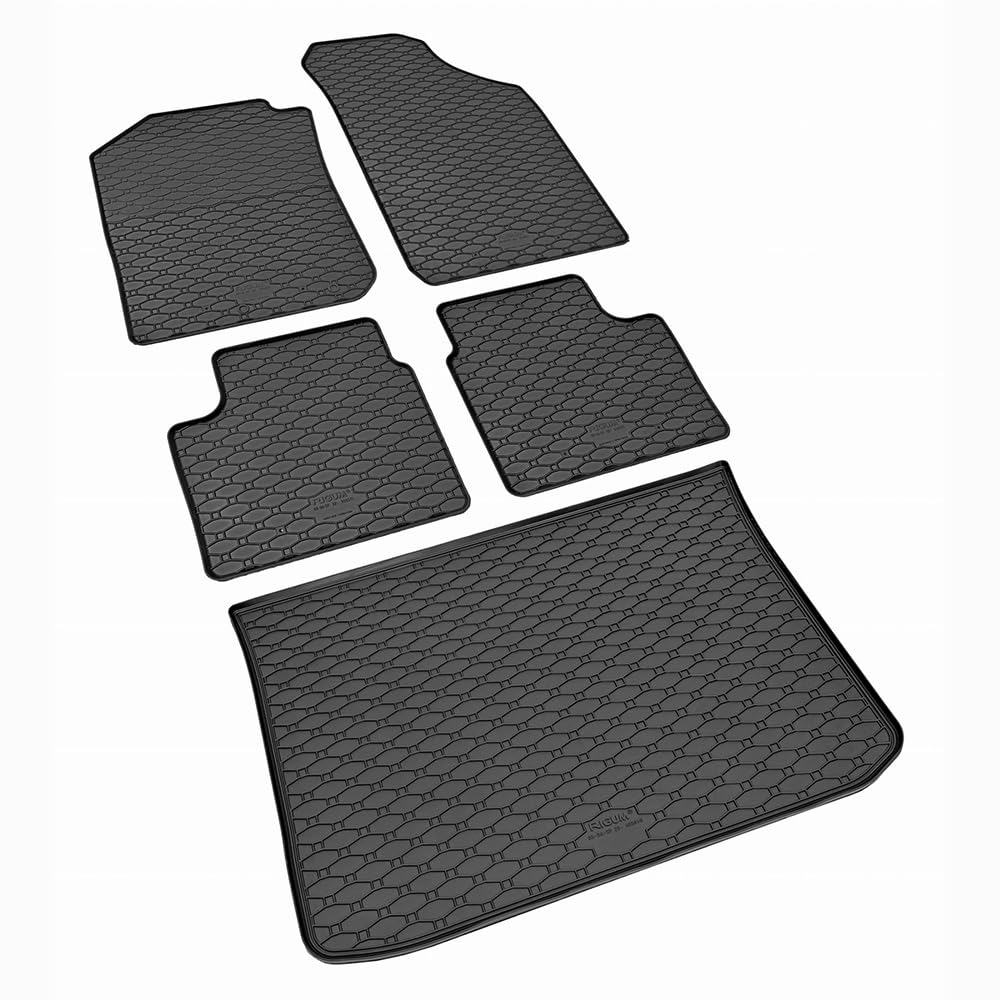 Car Lux Duo AR07016 + AR07025 - Conjunto de Alfombra Protector Maletero de Goma y Alfombrillas de Goma a Medida para Dacia Spring Desde 2022