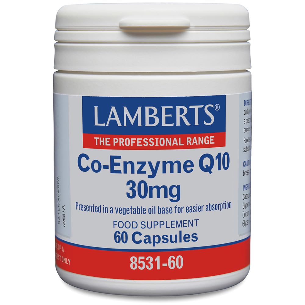Lamberts Co-Enzyme Q10 30mg – Natural Ubiquinone for Energy Release & Cellular Support – Vegan – 180 Capsules