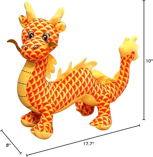 Miniatura 6 de ELAINREN Dragón chino realista de peluche 3D de año nuevo chino, juguete de peluche realista de león dragón de 17.7 pulgadas de largo para jugar o