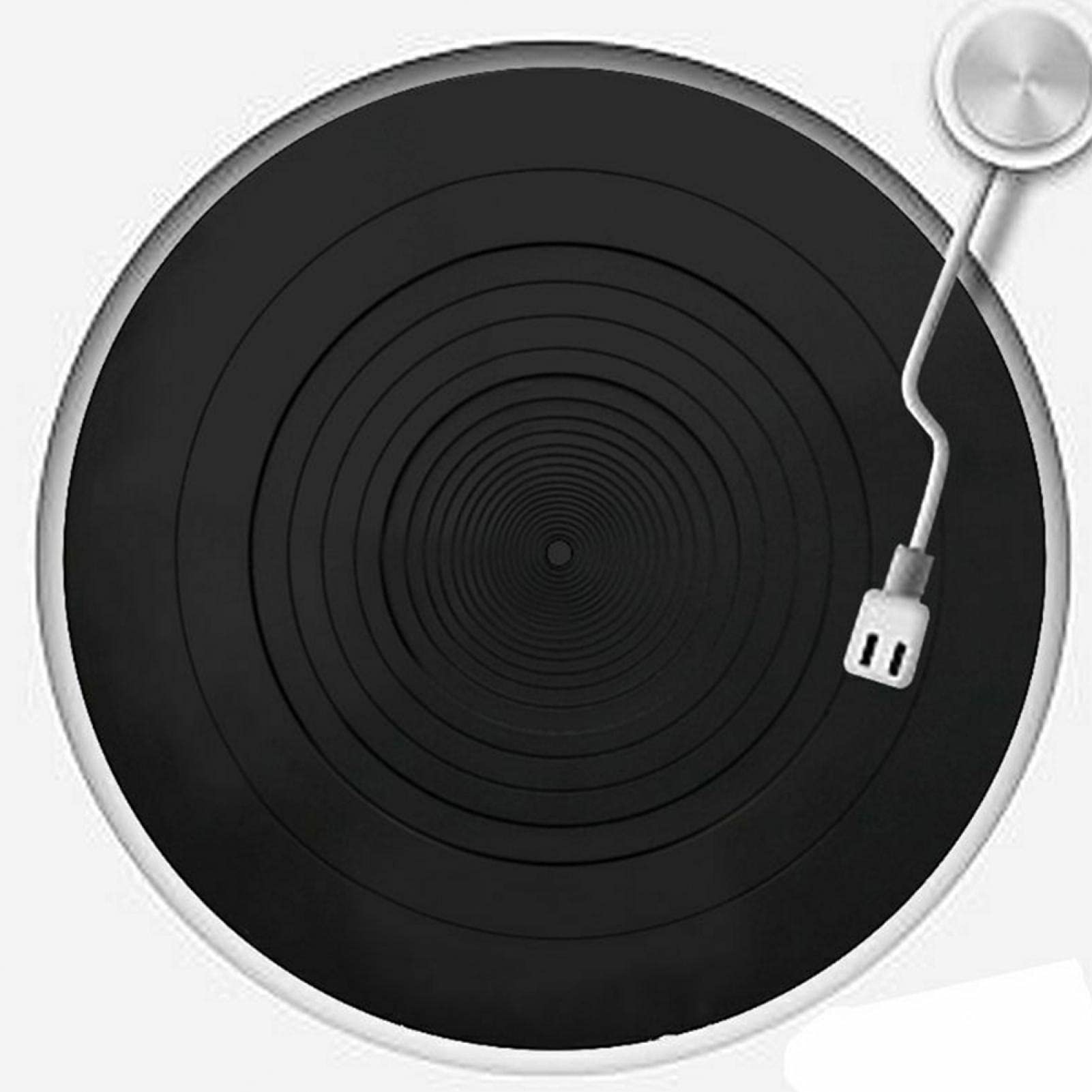 QOTSTEOS Anti-Vibration Recording Pad for LP Player Silicone Antistatic Turntable Mat Record Pad Reduce Shock Flat Ultra Thin Round(Black)