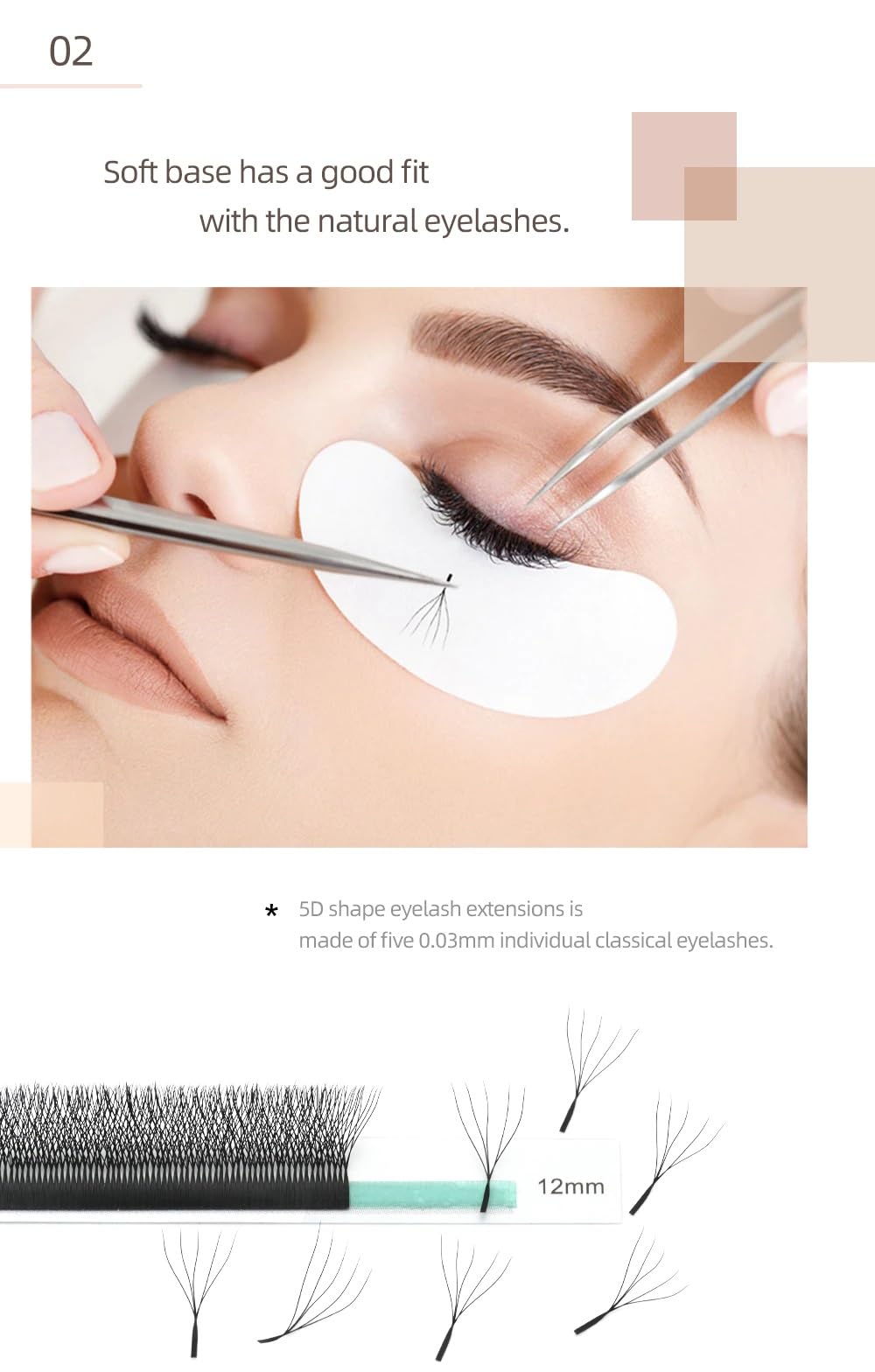 NAGARAKU 5D W Eyelash Extension 0.07mm 5D Volume Matte Black Premade Cluster Fans pre Fanned yy Eye Lashes (8mm, 0.07 D) 2
