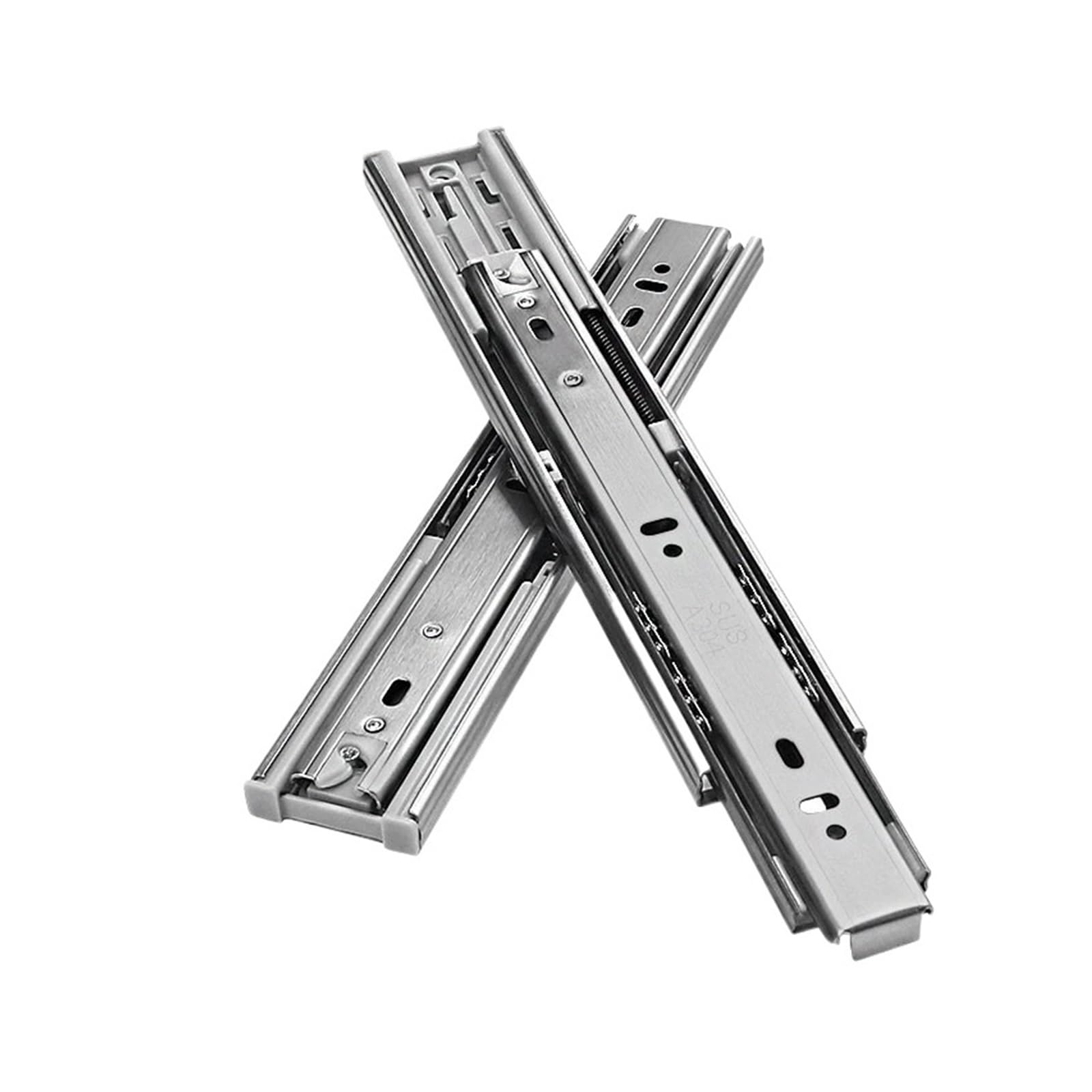 Jvnalwnkv One Color Drawer Slide Rail，Stainless Steel Rail, Side Mount Ball Bearing Rails 45Mm Wide Three-Section Stainless Damping Slides