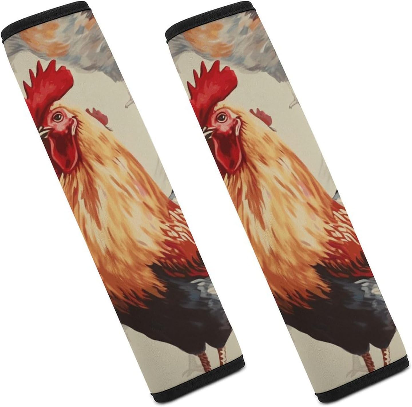 2 PCS Super Soft Car Seat Belt Pad, Cute Animal Art Chicken Painting Printed Waterproof Sweat-Absorbing Seat Belt Covers Backpack Shoulder Pad for All Car Seats Baby Strollers