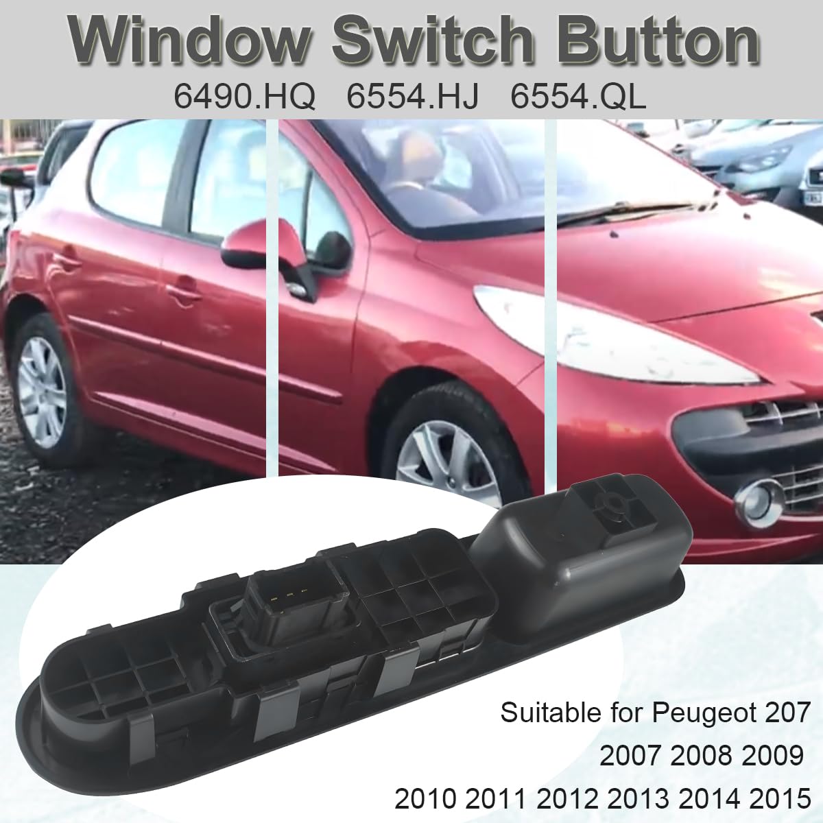 ZAMDOE 6490.HQ Window Door Lock Switch Side (Left) for Peugeot 207 2007 2008 2009 2010 2011 2012 2013 2014 2015 for Controling Passenger SIDE Window Hatchback części zamienne 6554. HJ 6554QL 6Pins
