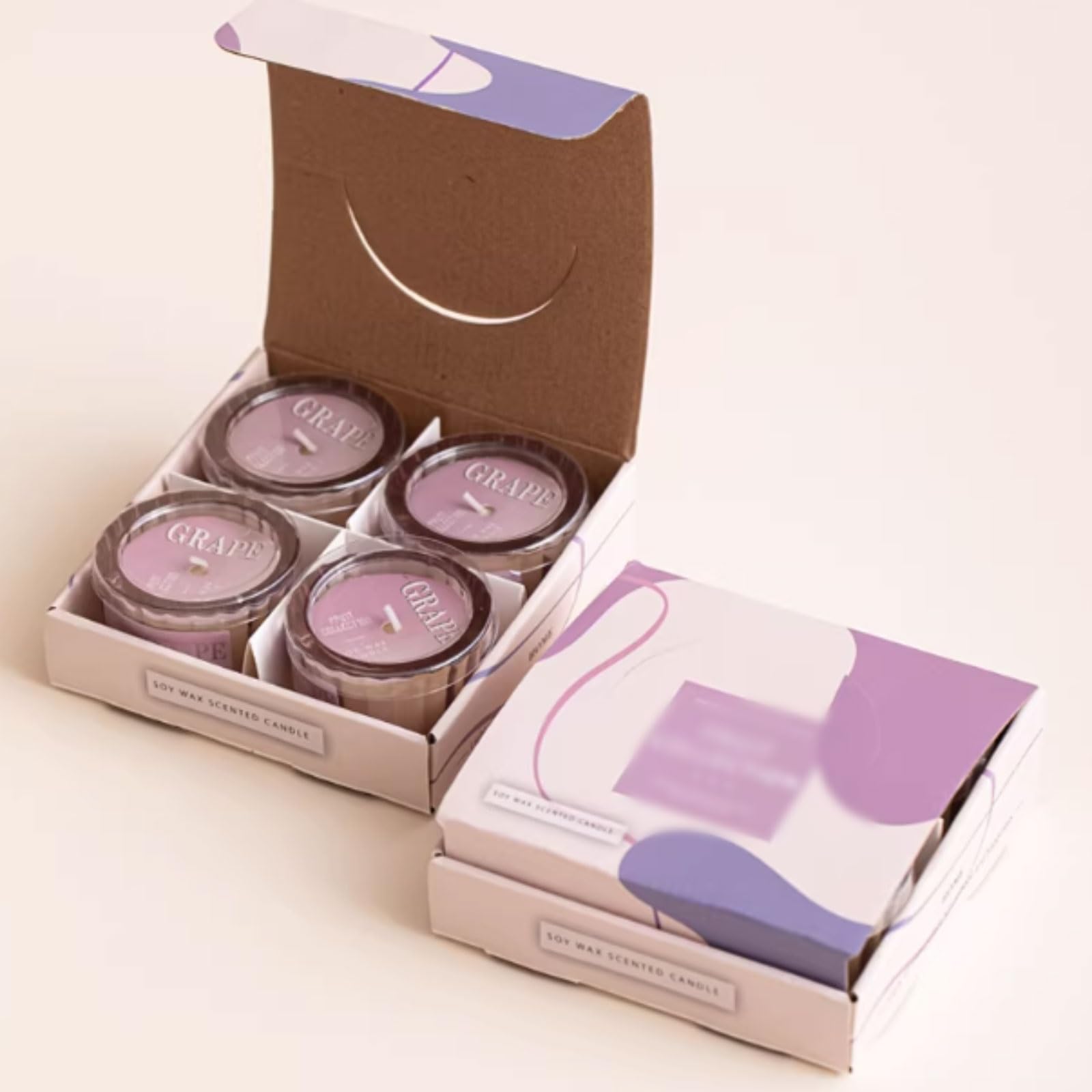 Exquisit Glaskerzen aus Sojawachs und ätherischen Ölen. Moderne Duftkerzen, Zylinderkerzen im Glas for Damen und Herren weich(Purple)