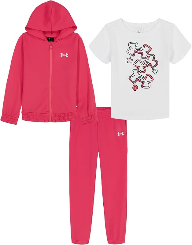 Conjunto de buzo de forro polar de 3 piezas para niña, buzo a juego, pantalón y remera de manga corta