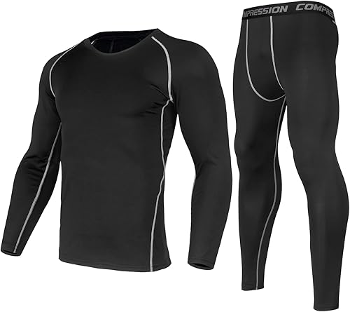 Conjunto de entrenamiento de compresión camisa pantalones top manga larga deportes apretado capa base de secado rápido y absorción de humedad