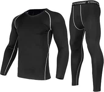Workout Set Compression Shirt Pants Top Long Sleeve Sports Tight Base Layer Quick Dry & Moisture-Wicking