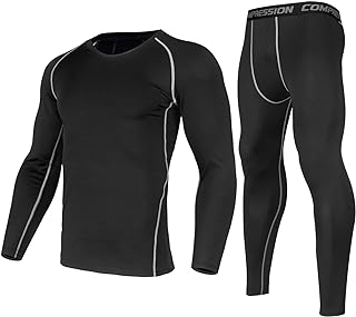 Workout Set Compression Shirt Pants Top Long Sleeve Sports Tight Base Layer Quick Dry & Moisture-Wicking