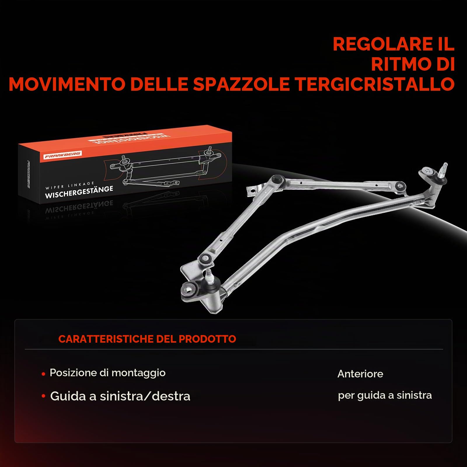 Frankberg Meccanismo tergicristallo senza motore 6Q1955601 | Compatibile con: polo 9N ,Polo Berlina 9A2 9A4 9A6 9N2