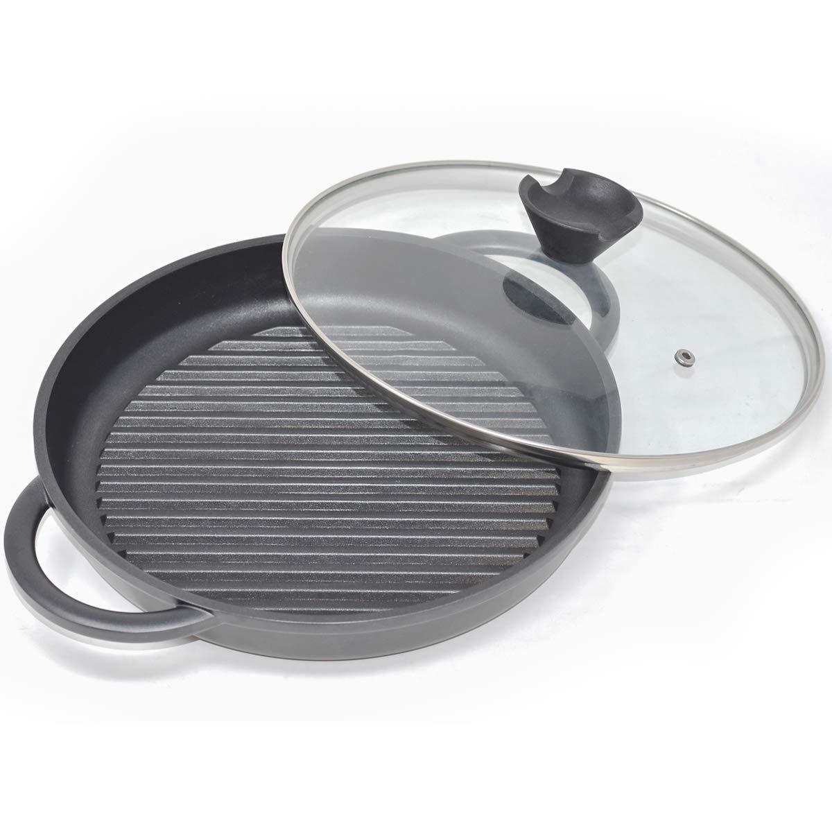 Forever Pan - Non-Stick Round Skillet Pan with Lid 27cm - Stove Top Griddle Pan Cast Aluminium - Induction Hob - Lighter Than Cast Iron and No Rust - PFOA Free