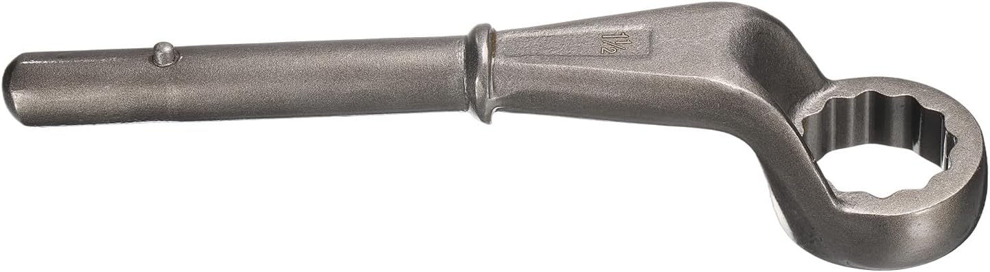HARFINGTON Offset Box End Tubular Handle Wrench 1-1/2" CR-V 12 Point Offset Single End Torx Wrench High Neck Tubular Box Wrenches for Tightening Remove Screws and Fasteners, Silver Gray