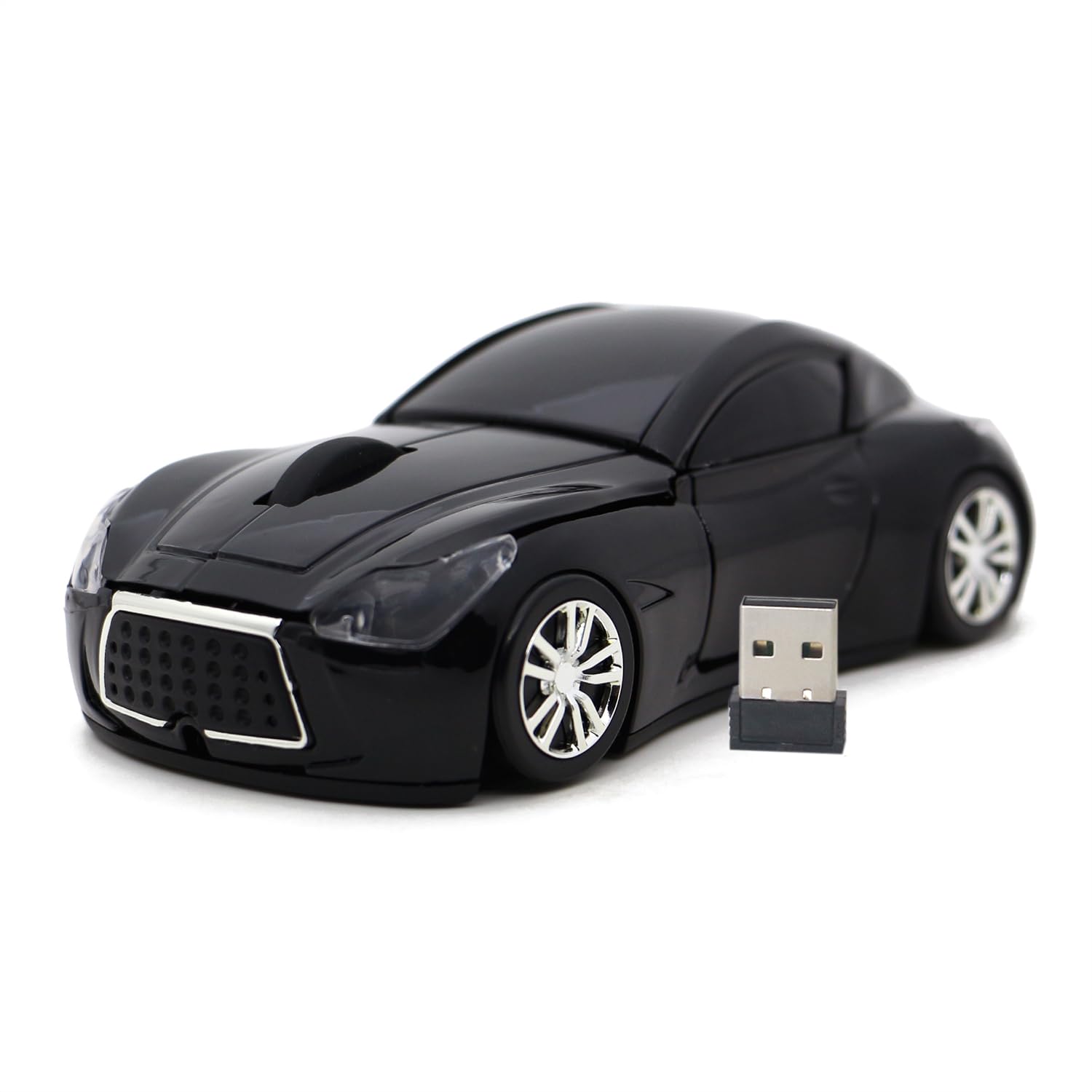 Computer Wireless Mouse Car Shape Optical Mice USB 2.4Ghz for PC Laptop (Black)-image-9