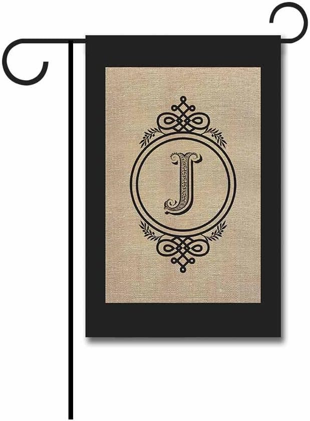Alarm Clock Shape Letter Garden Flags Monogram J Yard Banner 12.5X18 Print Both Sides