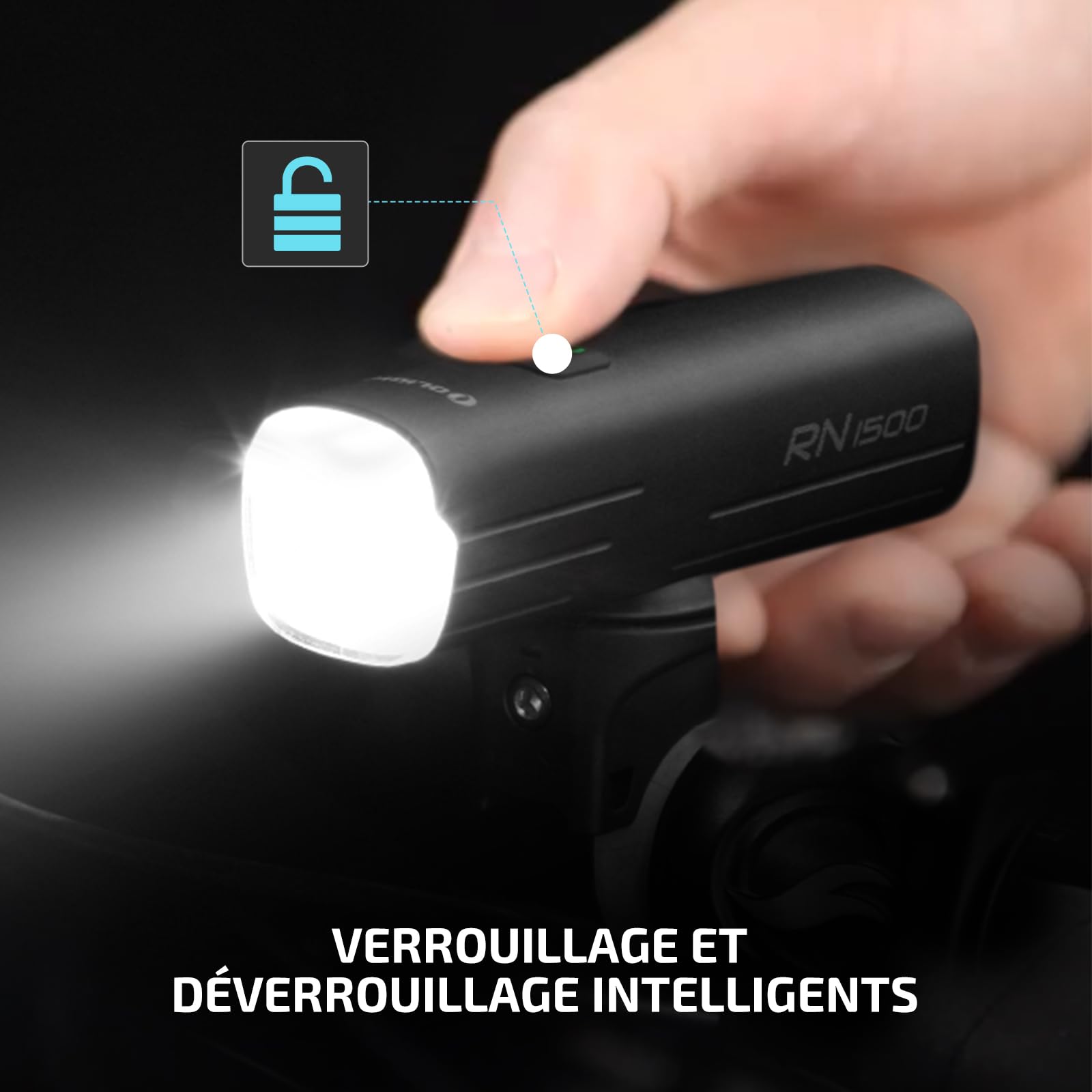OLIGHT RN1500 Éclairage Vélo Étanche Lampe Avant Vélo Puissante 1500 Lumens Portée 164 Mètres avec Batterie pour Cyclysme VTT, Bicyclette etc