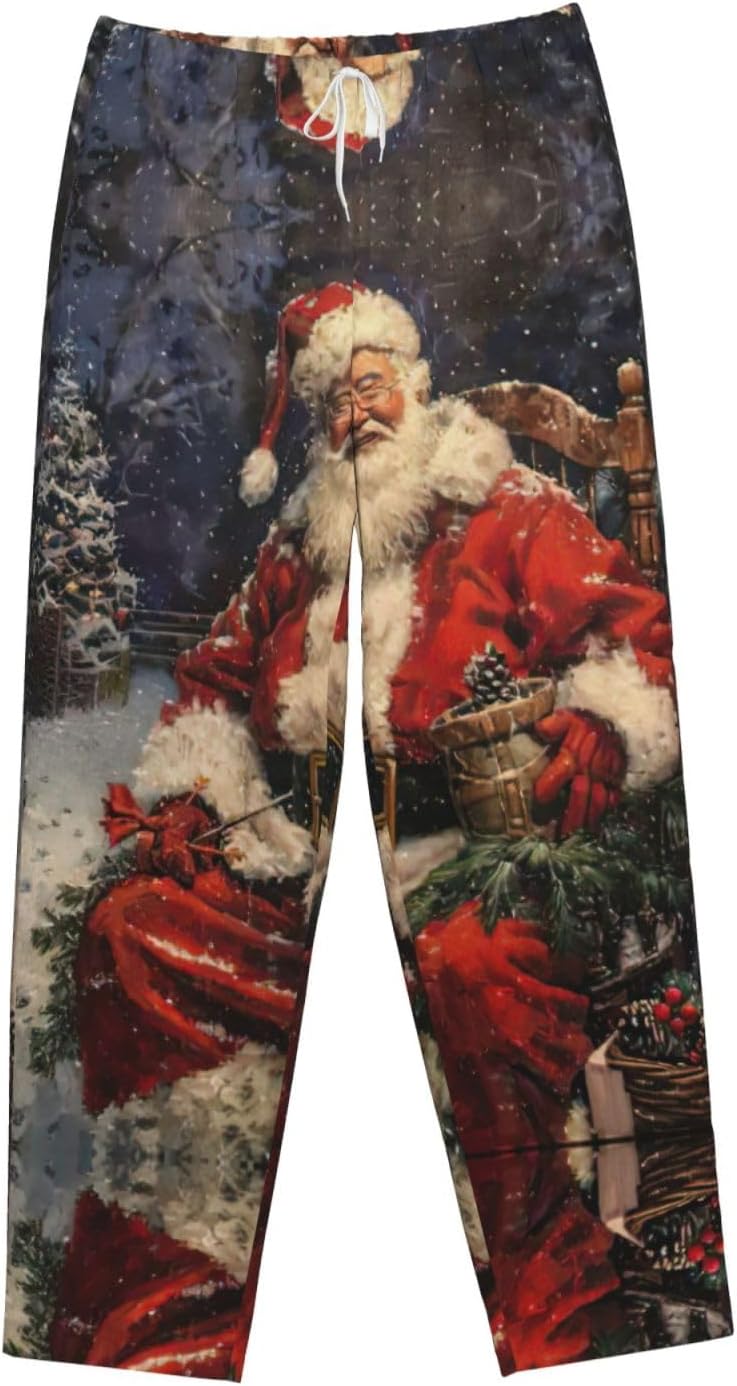 Merry Christmas Print Flannel Pajama Pants,Warm Pajama Pants,Perfect For Christmas And Everyday Comfort