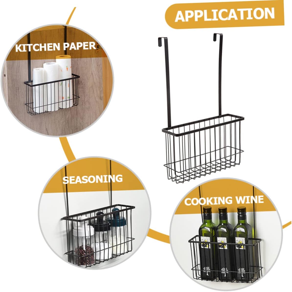 Cabilock Rustproof Iron Wire Over Door Hanging Basket for Kitchen and Bathroom Cabinets No-drill Installation Hollow Design for Water Drainage Storage for Spaces