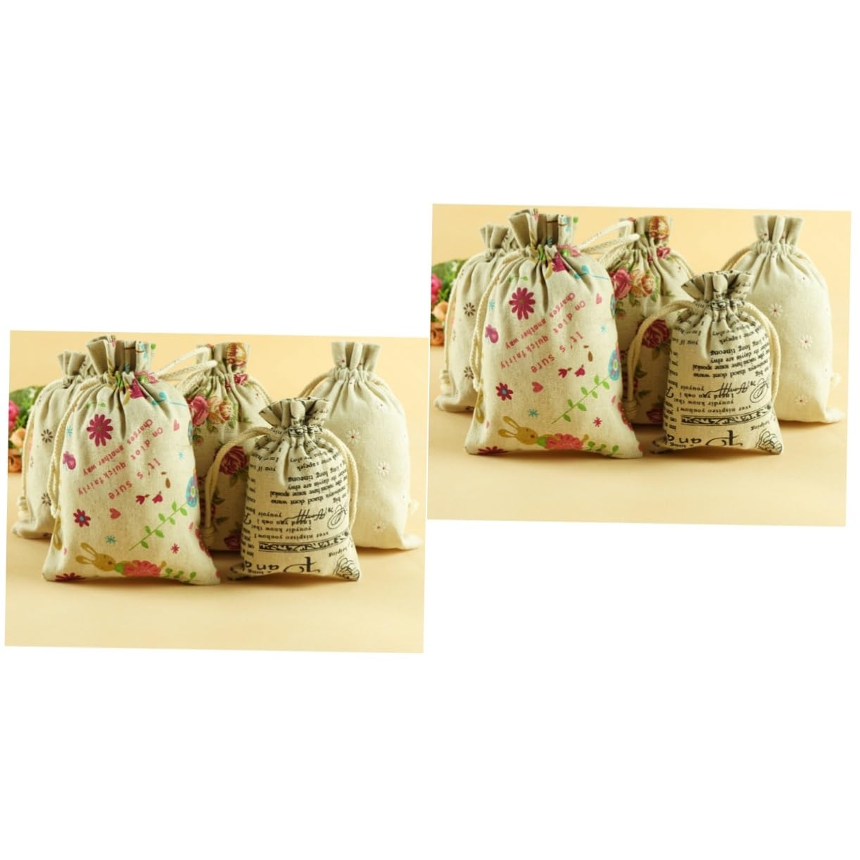 GLEAVI 40 Pz Coulisse Sacco Regalo Di Iuta Sacchetti Regalo Floreali Borsa Di Sacchi Di Juta Sacchetti o Di Juta Borsa Per Gioielli in Sacco Di Iuta Biancheria Tela